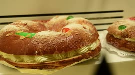 Typical roscón pastry in the center of Madrid, Spain