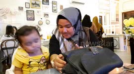 18 month daughter pretending to cough in front of mama