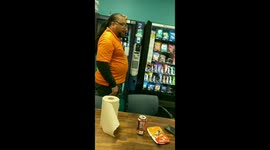 Home Depot Magician magically insert a coin into a sealed can of soda