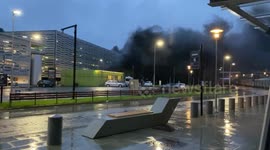 Raging fire in Stavanger Airport at Sola