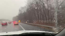Driving through rare hail storm in winter in northeast