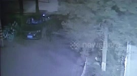 Alleged drunk men set car on fire in China