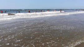 Boys Likes Big Waves At Ras El Bar Beach