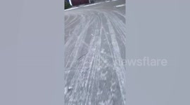 Volcanic ash from Taal eruption covers the ground in the Philippines