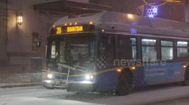 Trolly bus stopped by snow, Vancouver, 12/01/20