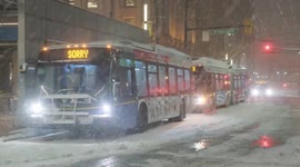 Buses stopped on Granville St, Vancouver due to heavy snow 12/01/20