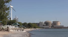 Exteriors of the Pickering nuclear plant in Canada after an emergency incident alert was sent to everyone in Ontario by mistake during training
