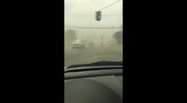 Volcanic ash reduces visibility on roads in the Philippines
