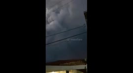 Lightning pierces through grey clouds during Taal Volcano eruption
