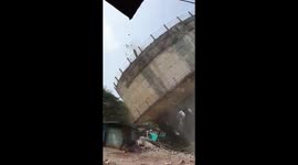 Dilapidated water tank demolished by authorities in central India