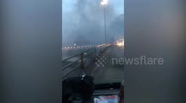 Huge restaurant fire captured on camera by shocked drivers as ASH covers vehicles on A34 dual carriageway