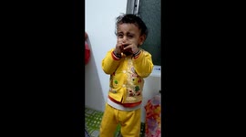 Hilarious moment one-year-old tries to fake crying to get mum's attention