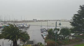 Strong winds and heavy rain batter Cornwall