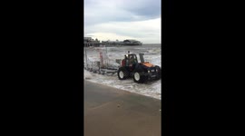 Blackpool RNLI tractor getting ready to recover the Atlantic 85 lifeboat