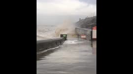 Very ruff sea at high tide in Blackpool in slow motion