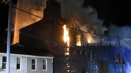 4th Alarm Commercial Structure Fire at the former United Wiping Cloth factory, Shenandoah, Pennsylvania