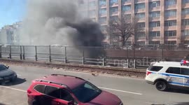 Fire inferno on the BQE freeway in New York