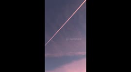 The beautiful line of jet stream in the sunset , dammam,saudi arabia