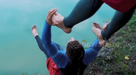 Troop of daredevils launch themselves across an 80 METER canyon on gigantic catapult!