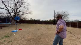 Launching playing cards with a bullwhip whips