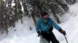 Adrenaline rush: Tourist films ski ride in northern India
