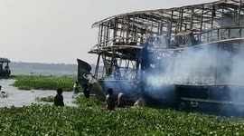 Passengers narrowly escape after sailing boathouse suddenly catches fire in south India