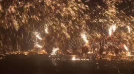 Artists perform dazzling fire dragon dance to welcome the Year of the Rat