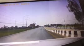 Shocking moment rookie cop crashes his boss's car on way back to station