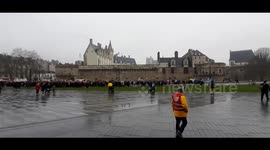 Thousands march through Nantes against Macron's pension reform.