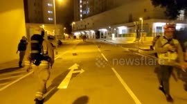 Hong Kong Fire Services put out a fire in the lobby of one of the new buildings residents believe is designated to be used as a coronavirus quarantine camp