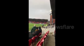 Moped enters English football stadium at half time to 