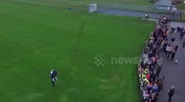 Real-life 'Iron Man' shows off jet pack by flying around UK school