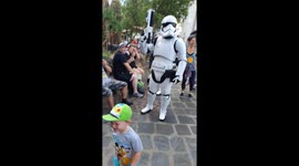 Toddler meeting stormtrooper