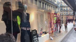 A protester dress the model with Yellow vests