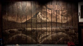 Legally blind US artist defies diagnosis and spends 6 months creating giant 'wood burning' artwork