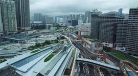Drone footage of West Kowloon train station as tens of thousands pour onto streets at height of Hong Kong's summer of protest