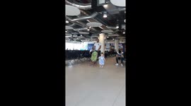 Funny video of nappy falling down in airport