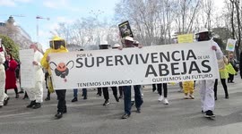 Hundreds join demonstration campaigning for the survival of bees in Spain