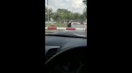 Reckless Motorcycle Rider Stops On Wrong Side Of Level Crossing