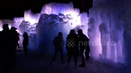 Woman films herself walking through stunning 'ice castles' in Utah
