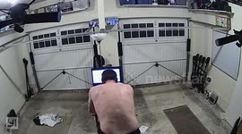 Cycling so hard the bike comes out the trainer!