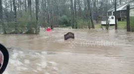 South Carolina woman records neighbor enjoying a kayak ride amid flooding