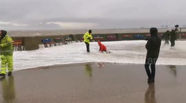 UK storm-watcher swept off feet by huge wave on the Wirral