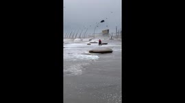 Storm Ciara batters the Blackpool coast line.