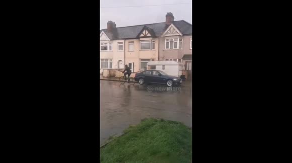 Ferocious winds captured outside house during Storm Ciara