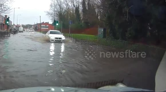 UK driver gives tour of flood-hit town during Storm Ciara