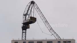 Storm Ciara snaps crane in half in Harrow, London