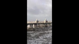 Storm Ciara whips up waves around pier in Blackpool