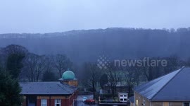Storm Ciara: Moment air raid siren sounds flood warning in Todmorden, West Yorkshire