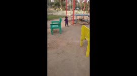 baby trash cleaning in park